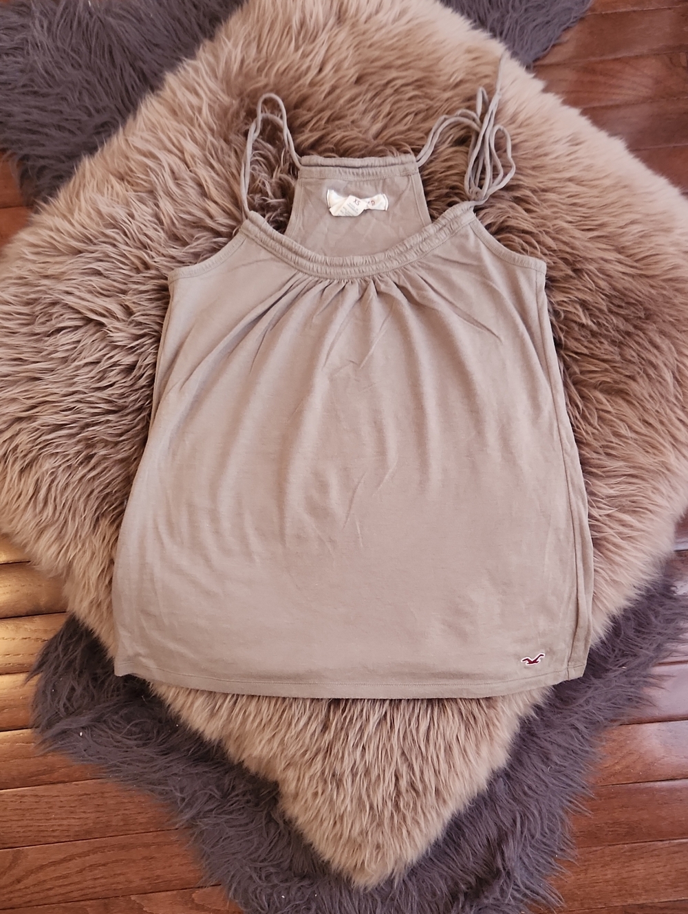 Hollister Y2K Sage Green Halter Camisole with Tie Straps